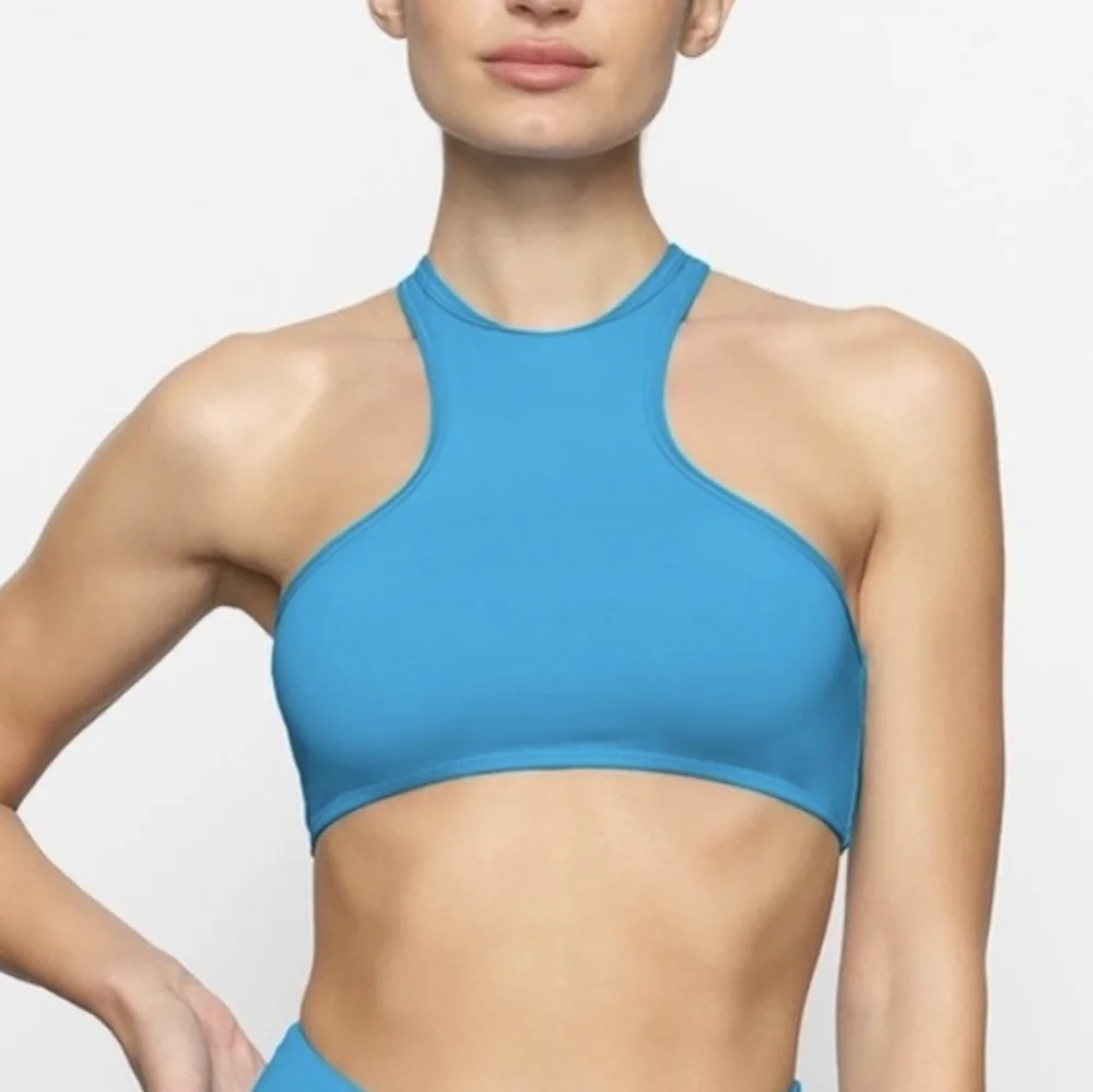 SKIMS Recycled Swim HighNeck Racerback Top Size:XS Turquoise